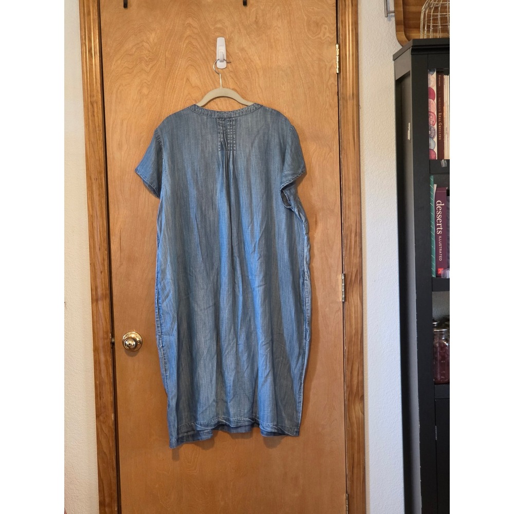 Coldwater Creek Embroidered Tencel Boho Shift Dress Blue Floral Plus 2X Pocket - Picture 8 of 9